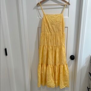 Chaps Yellow Eyelet Midi Dress